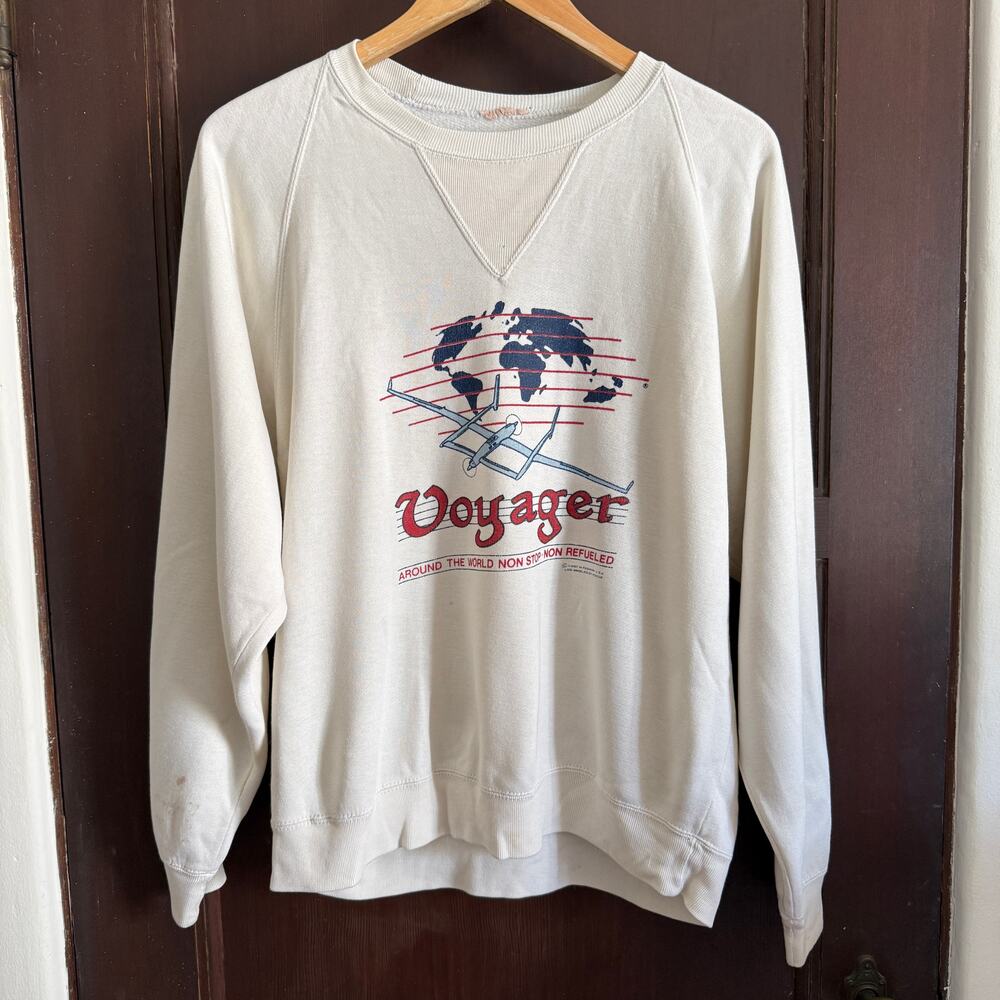 1980s Vintage Rutan Voyager Commemorative Crewneck Sweatshirt | Approx Large